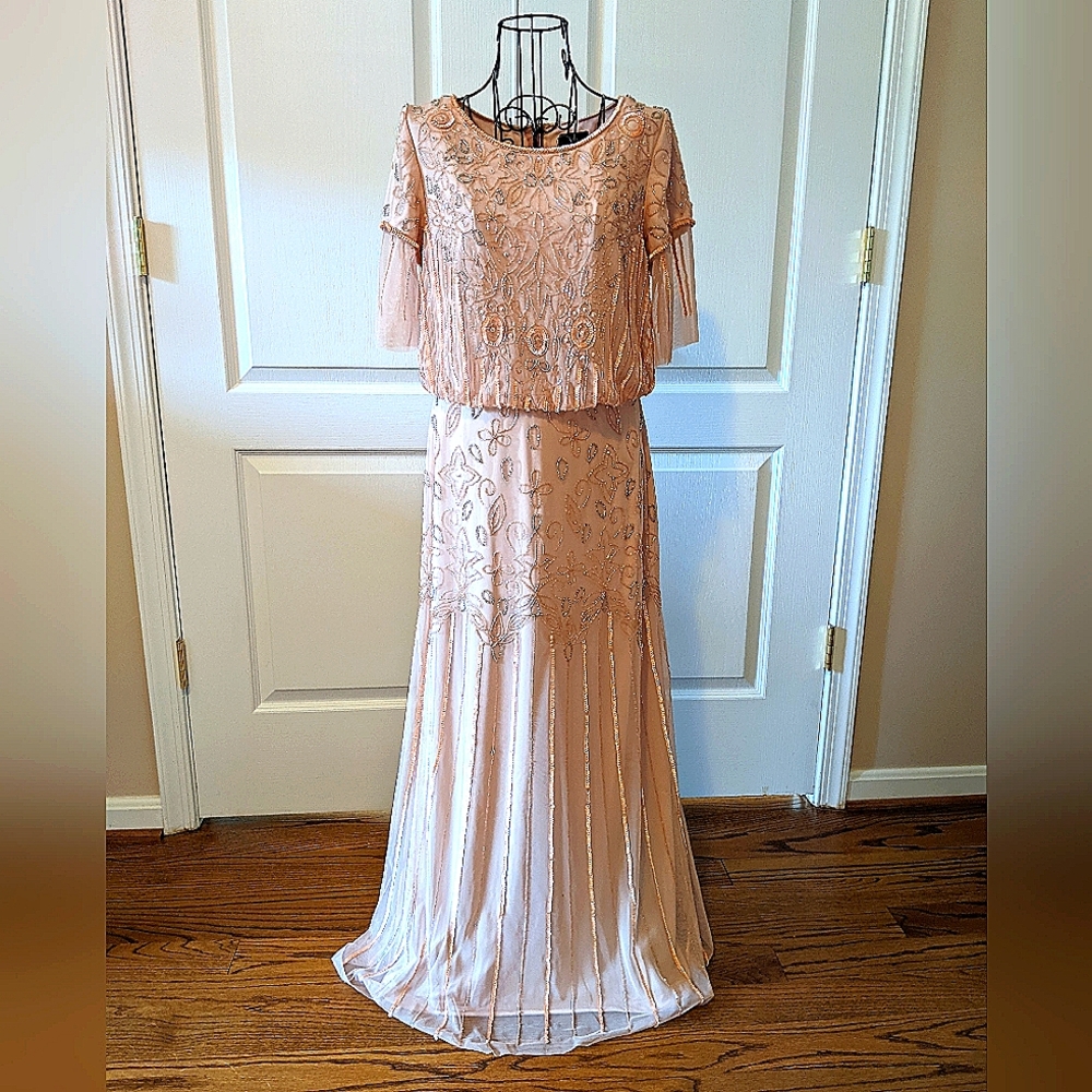 Blush Pink Adrianna Papell mother of the bride dress
